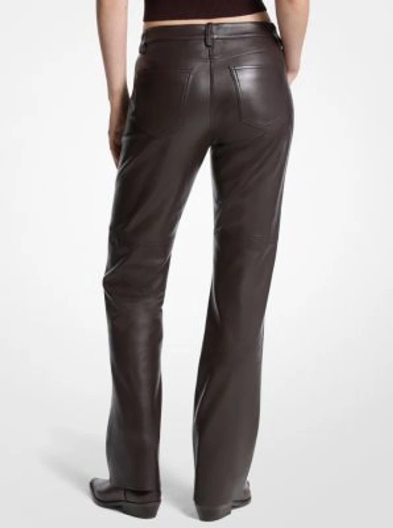 Straight-Leg Leather Pants