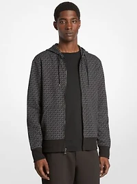 Signature Logo Cotton Blend Zip-Up Hoodie
