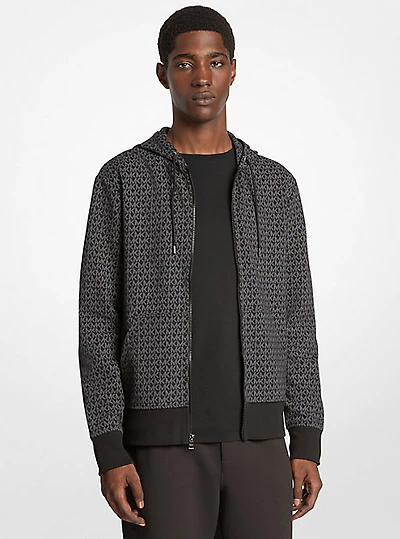 Signature Logo Cotton Blend Zip-Up Hoodie