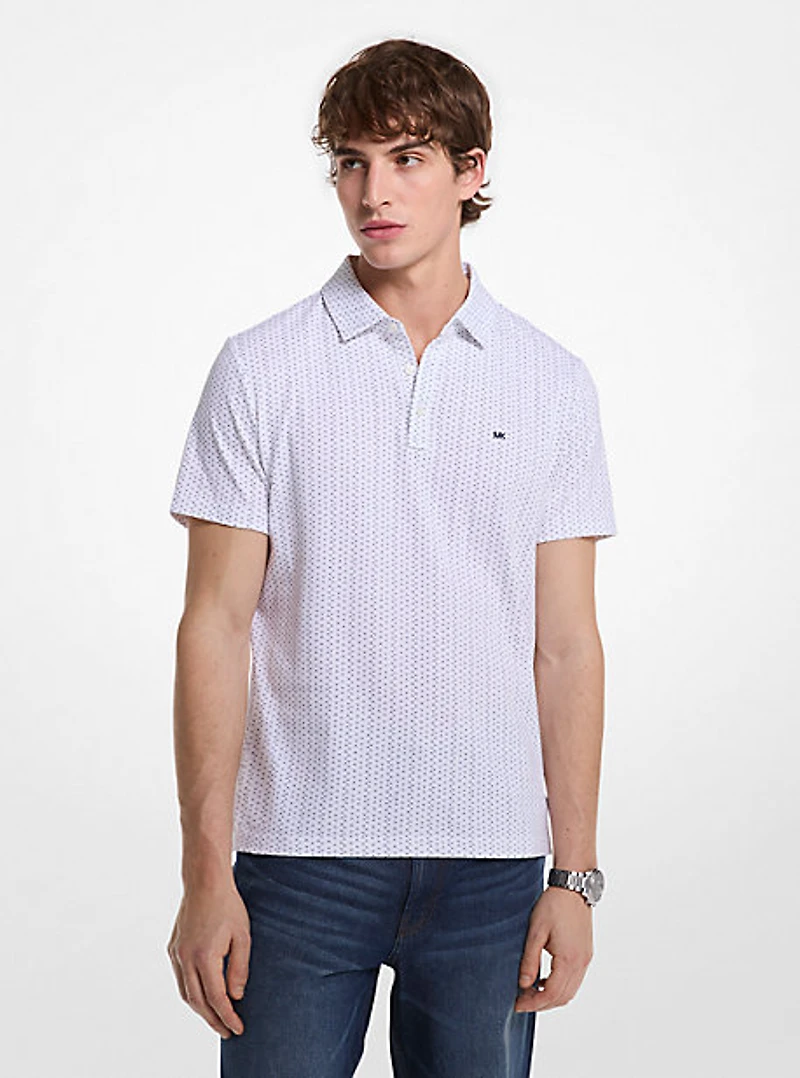 Geo Ditsy Cotton Polo Shirt
