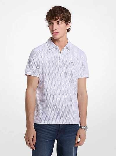 Geo Ditsy Cotton Polo Shirt