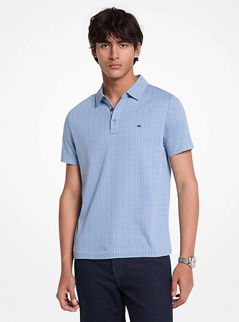 Geo Ditsy Cotton Polo Shirt
