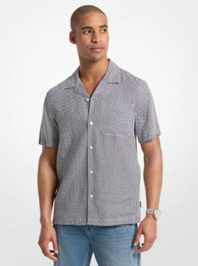 Tile Print Linen Shirt