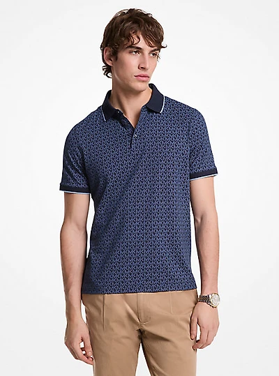 Greenwich Signature Logo Print Cotton Polo Shirt