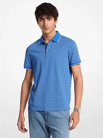 Greenwich Signature Logo Print Cotton Polo Shirt