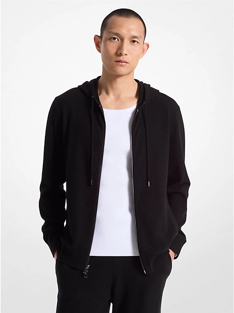 Wool and Cashmere Blend Zip-Up Hoodie
