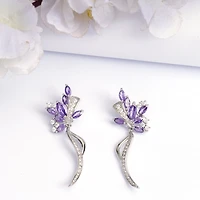 AGP PARIS Womens Floral Stem Drop Earrings