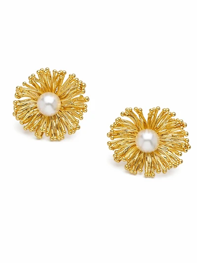 AGP PARIS Womens Sunburst Pearl Stud Earrings