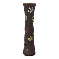 MeMoi Women's Dancing Daisies Crochet Cuff Crew Socks