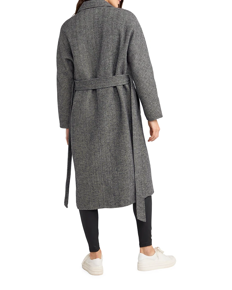 Belle & Bloom Womens Standing Still Wool Blend Belted Coat