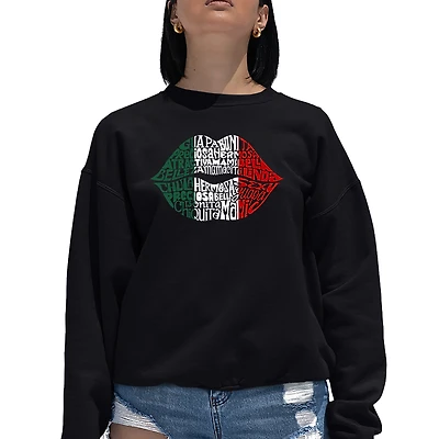 LA Pop Art Latina Lips - Women's Word Crewneck Sweatshirt