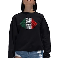 LA Pop Art Latina Lips - Women's Word Crewneck Sweatshirt