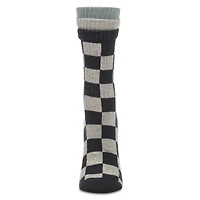 MeMoi Women's Checkmate Triple Cuff Crew Socks