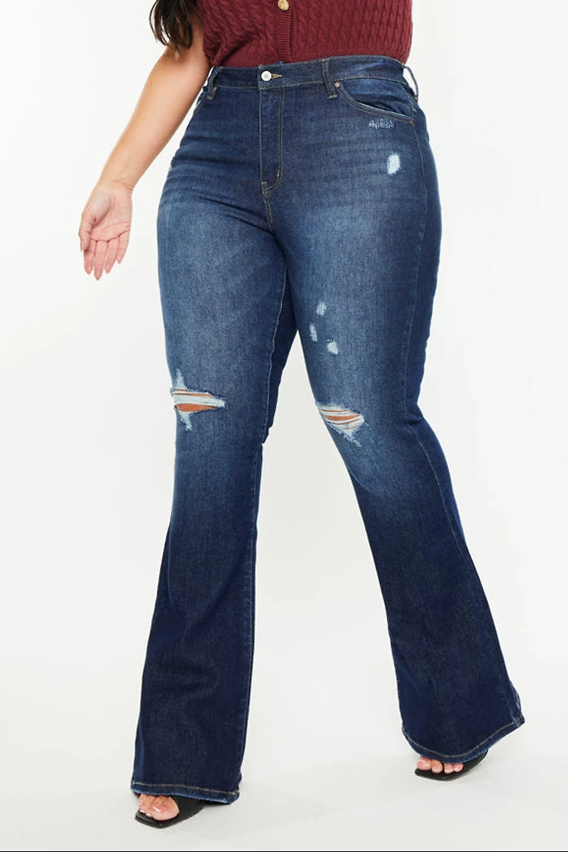 Kancan Women's Plus High Rise Flare Jeans Solange