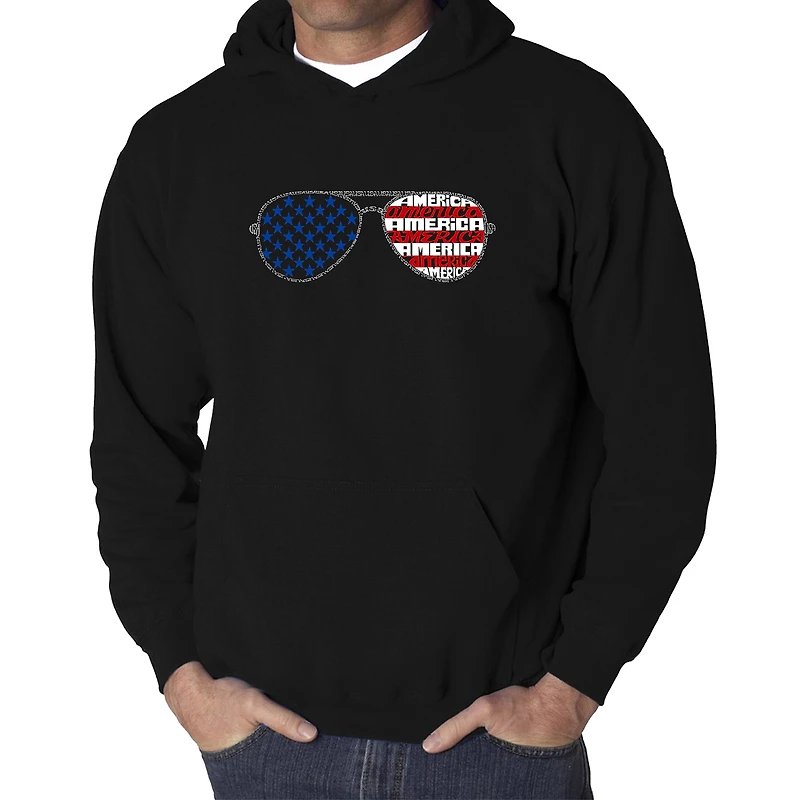 LA Pop Art Americana Sunglasses - Men's Word Hooded Sweatshirt