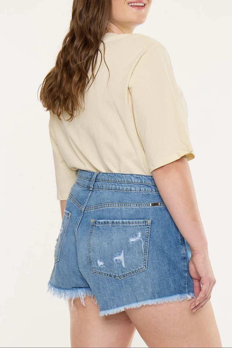 KanCan Women's Plus High Rise Mom Shorts Adelia