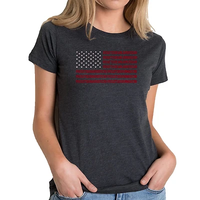LA Pop Art Women's Cotton/Poly Blend Word TShirt - Proud To Be An American