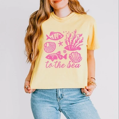 Simply Sage Market - To The Sea Creatures Women's Boxy Crop Top Graphic T-Shirt