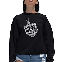 LA Pop Art Hanukkah Dreidel - Women's Word Crewneck Sweatshirt