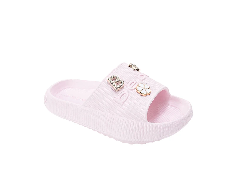 bebe Girl's EVA Slide - Lightweight Comfy Sandals with Metal Charms