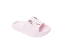 bebe Girl's EVA Slide - Lightweight Comfy Sandals with Metal Charms