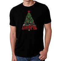 LA Pop Art Men's Cotton/Poly Blend Word T-Shirt - Have Yourself A Merry Little Christmas