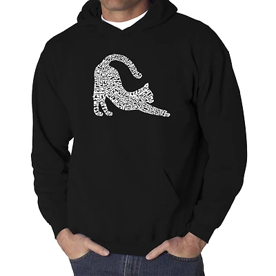 LA Pop Art Stretching Cat - Men's Word Hooded Sweatshirt