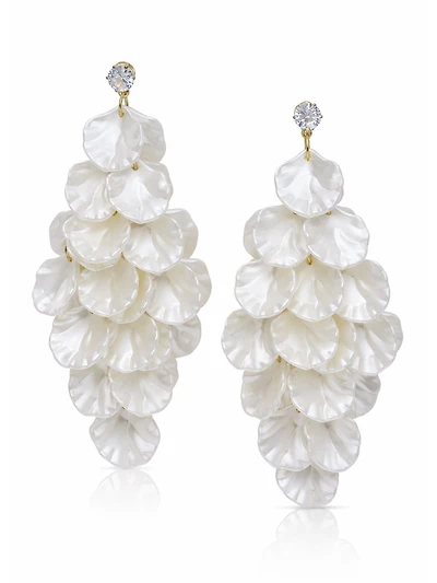 AGP PARIS Womens Crinkled Petal Cascade Statement Drop Earrings
