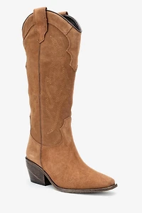 Forever & Always Womens Pietro Leather Western Knee High Boots