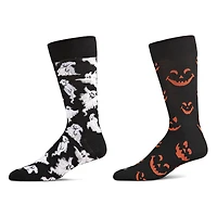 MeMoi Men's 2 Pair Pack Novelty Halloween Crew Socks