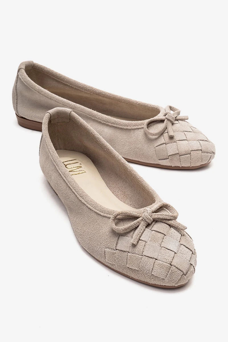 Forever & Always Womens Nopos Leather Cap Toe Ballet Flats