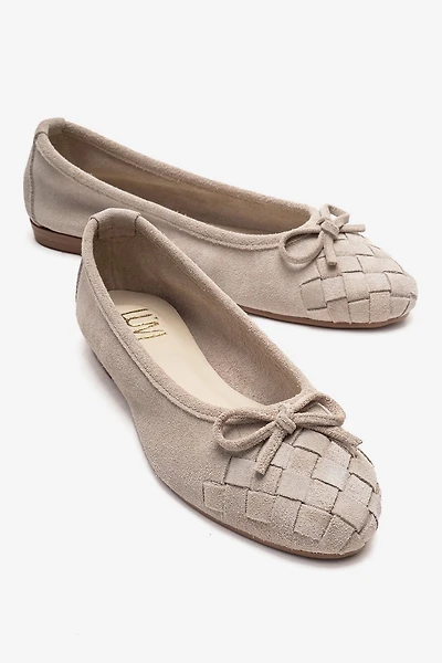 Forever & Always Womens Nopos Leather Cap Toe Ballet Flats