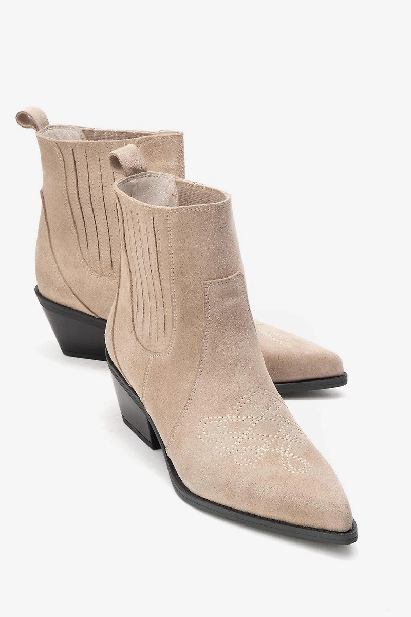 Forever & Always Womens Julieta Leather Block Heel Western Boots