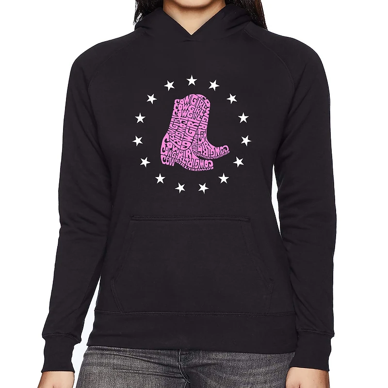 LA Pop Art Cowgirl Boots - Women's Word Hooded Sweatshirt