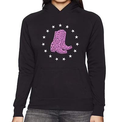 LA Pop Art Cowgirl Boots - Women's Word Hooded Sweatshirt