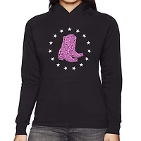 LA Pop Art Cowgirl Boots - Women's Word Hooded Sweatshirt