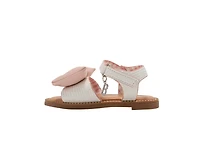 bebe Toddler Girl's Strappy Sandals with Bow Detail Hook and Loop Closure
