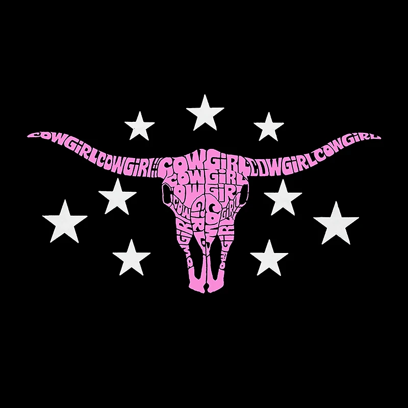 LA Pop Art Cowgirl Cowskull - Women's Word Crewneck Sweatshirt