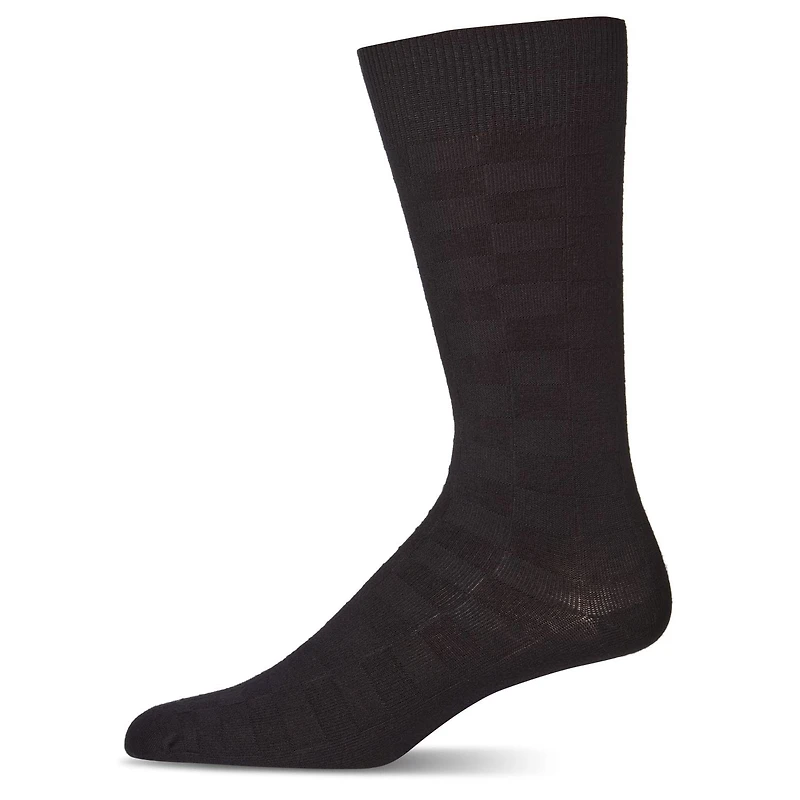 MeMoi Men's Bamboo Blend Solid Checkerboard Crew Socks