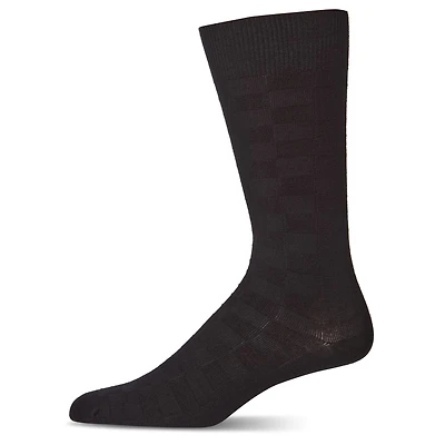 MeMoi Men's Bamboo Blend Solid Checkerboard Crew Socks