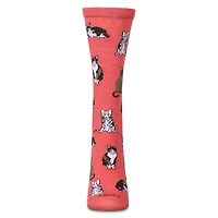 MeMoi Women's Multi Cat Breed Bamboo Crew Socks