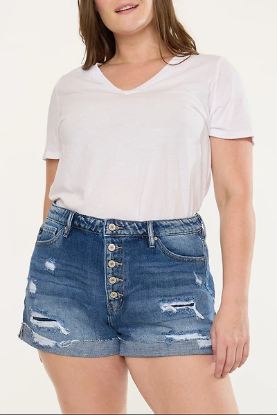 KanCan Women's Plus Ultra High Rise Shorts Lyric