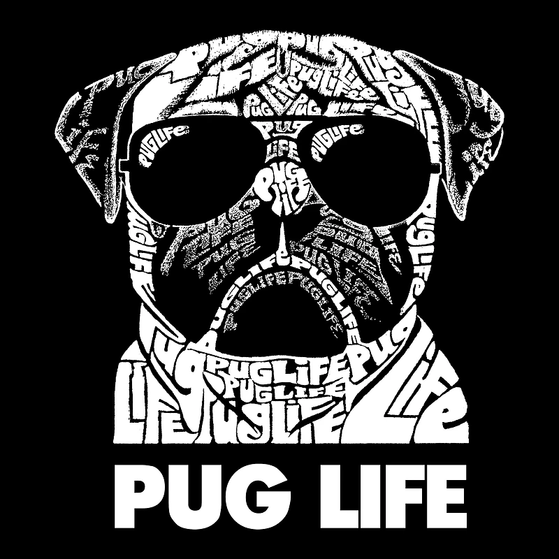 LA Pop Art Men's Pug Life Word T-Shirt