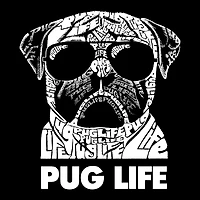 LA Pop Art Men's Pug Life Word T-Shirt