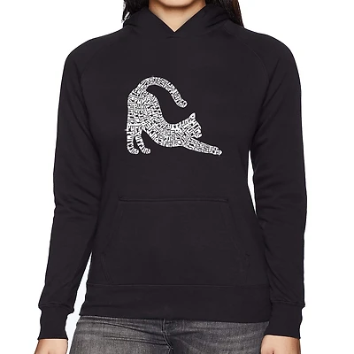 LA Pop Art Stretching Cat - Women's Word Hooded Sweatshirt