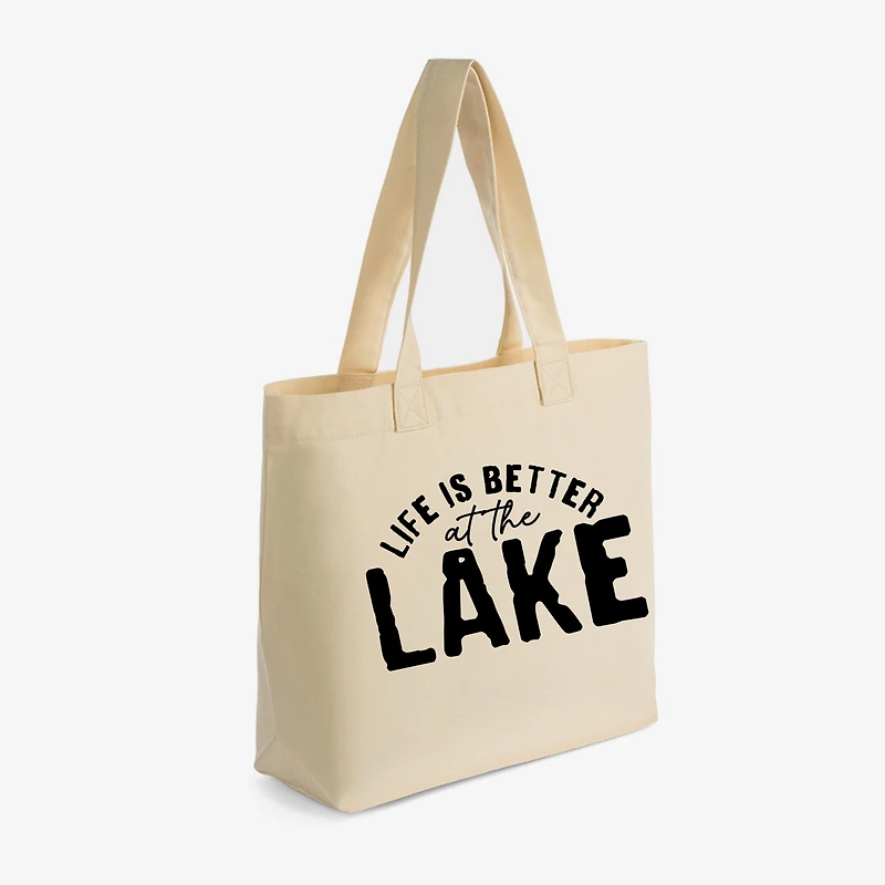 Simply Sage Market - Zippered Canvas Tote Life Is Better At The Lake Curved