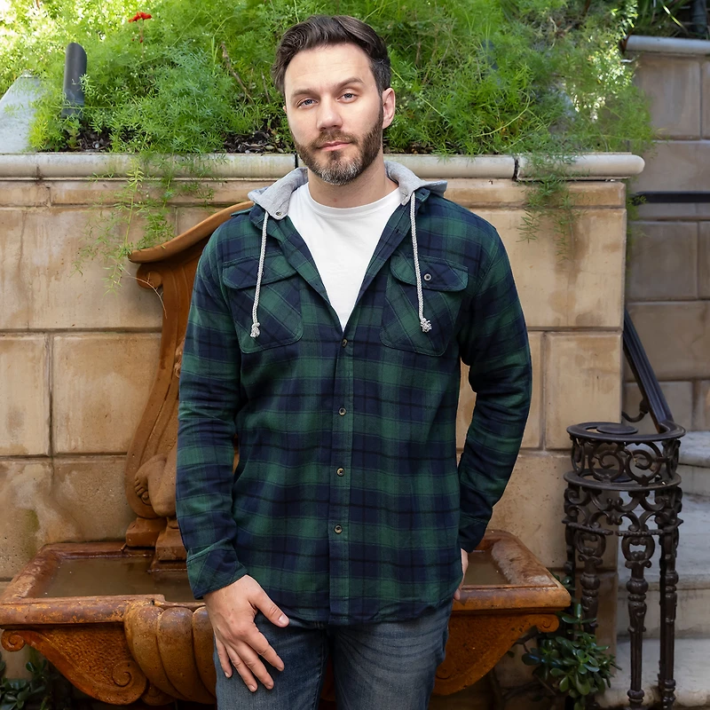 Gioberti Men's Removable Hoodie Flannel Shirt