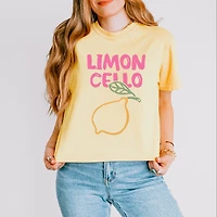 Simply Sage Market - Limoncello Bright Outline Women's Boxy Crop Top Graphic T-Shirt