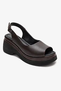 Forever & Always Womens Laure Leather Wedge Sandals