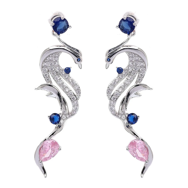 AGP PARIS Womens Curvy Bird Drop Earrings
